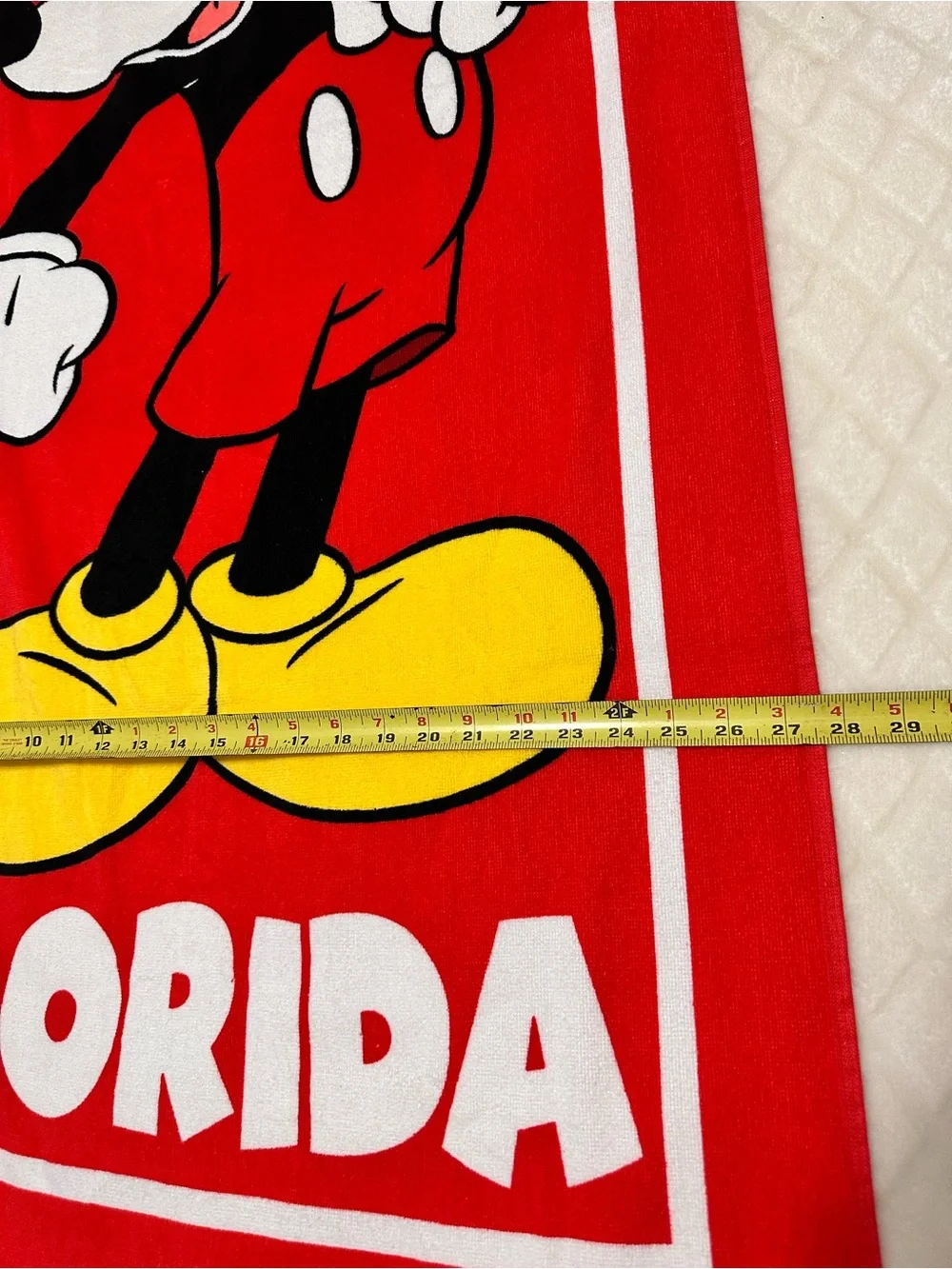 Disney Mickey Mouse Red Beach Towel with Yellow Shoes NWT